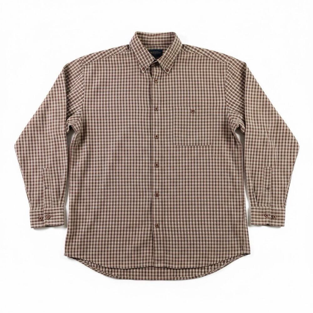 Timberland Men's XL Plaid Button Up Shirt Long Sleeve Brown Red 100% Cotton